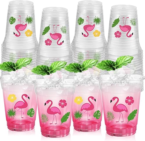 Miniatura 12 de ABURRORI 50 piezas de vasos de plástico groovy de 12 oz, decoraciones de fiesta boho con flores de margarita desechables, vasos de plástico