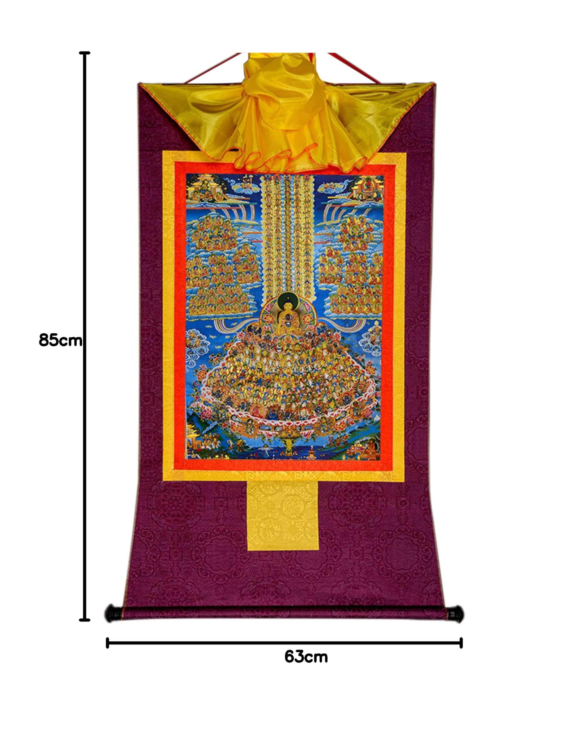 Gandhanra Thangka Tibetische Wandbehang,Shakyamuni Zufluchtsbaum Thangka,Heißgeprägter Buddha Wandteppich für Zen Wohnkultur, Meditation, Spirituelle Entspannung und Ruhe