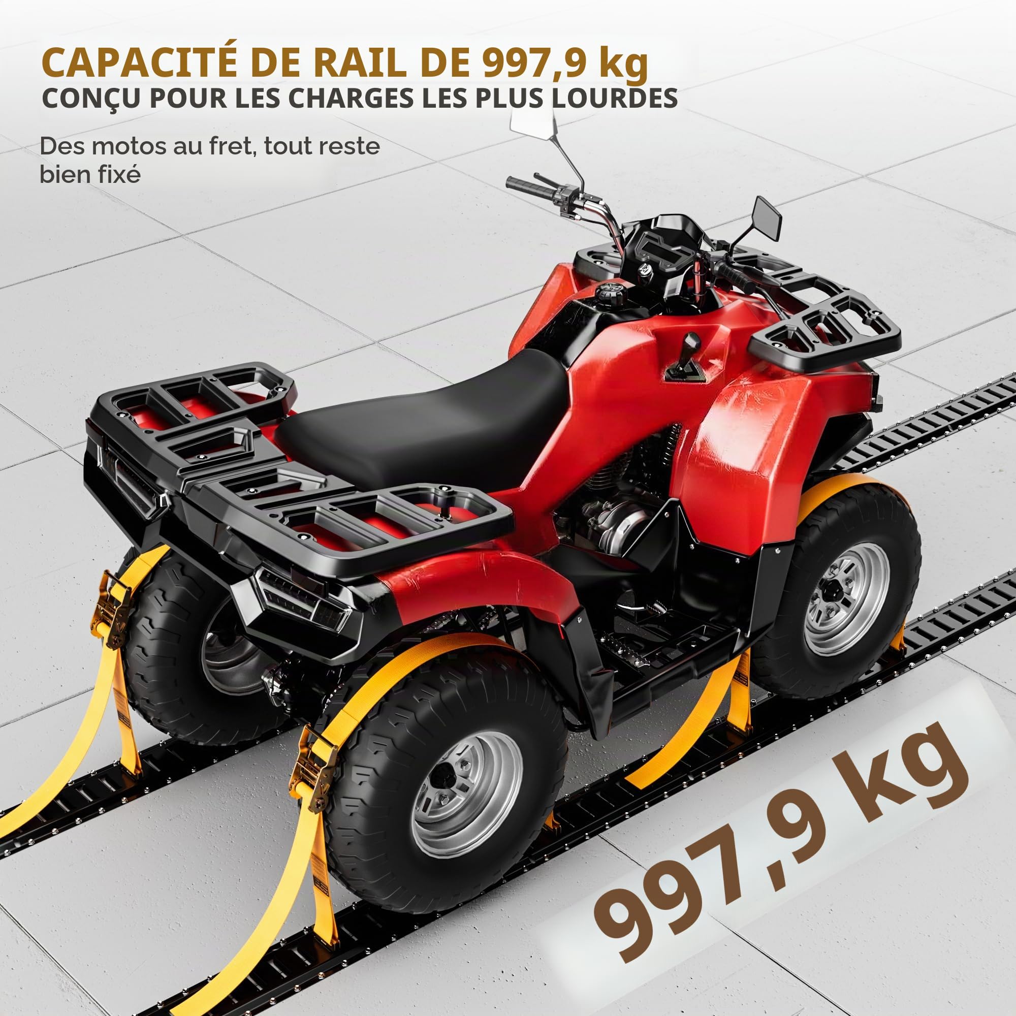 Kit Rail d'Arrimage E-Track 20 Pièces, 5 Rails de 1,52 m | Capacité Max. 998 kg, Anneaux en D, Anneaux en O Renforcés, Sangles à Cliquet, Pour Fourgon, Remorque, Utilitaire