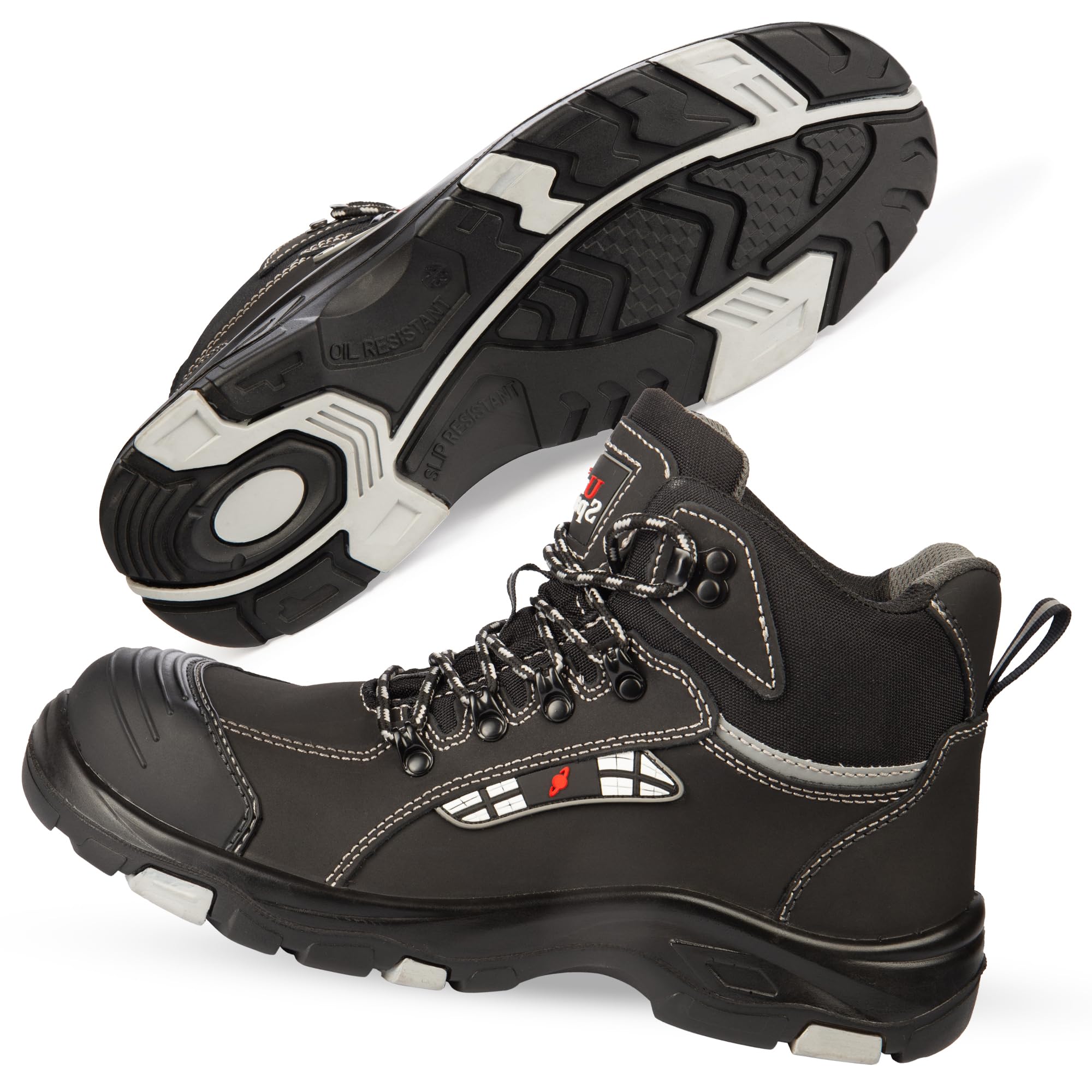 YURINOX UNIONSPACE Work Boots for Men – Black Slip-Resistant Composite Safety Toe Shoes | Durable, Non-Slip Construction Footwear with Kevlar Sole &