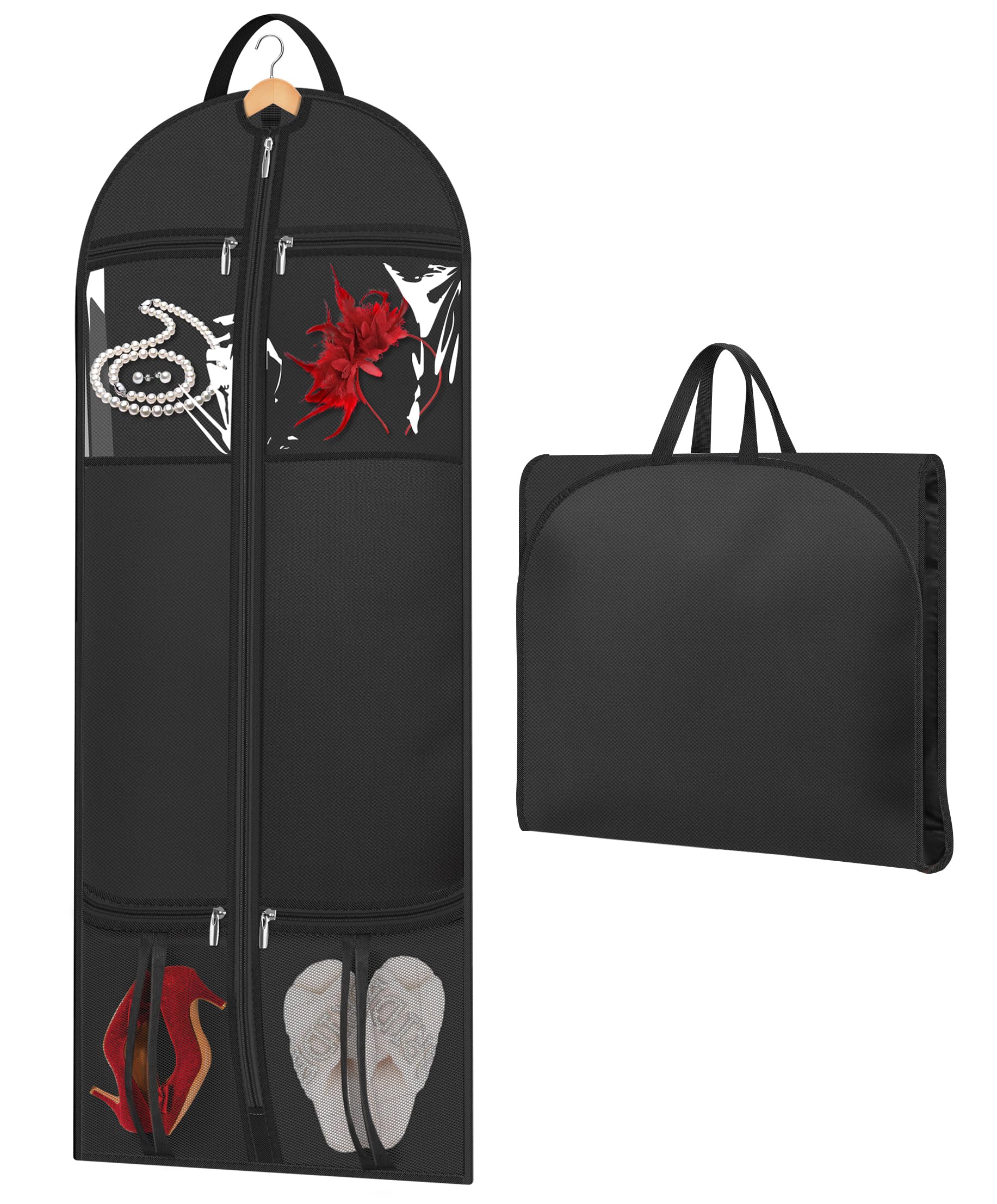 MISSLO 60 Dress Bags for Gowns Long with 4 Large Pockets Garment Bags for Travel for Women Heavy