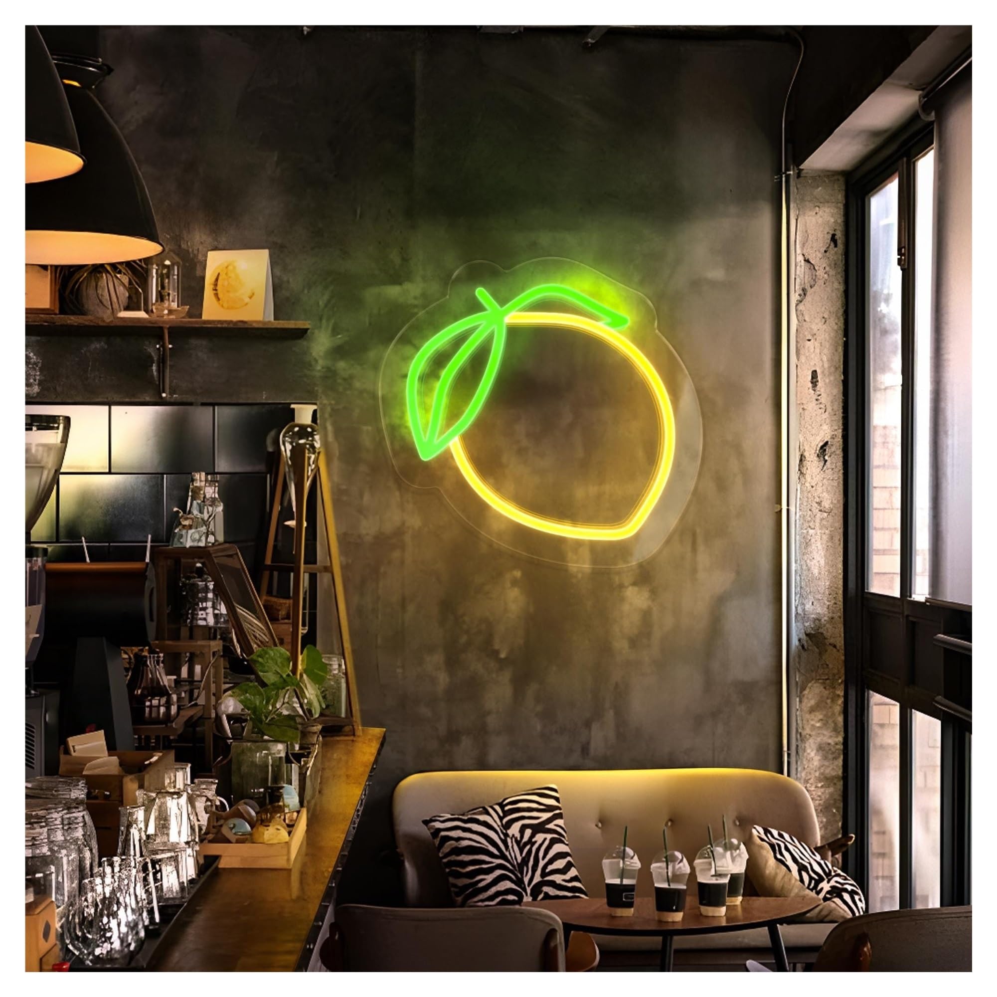 RONGCH Hanging Art Signs Lemon Neon Sign, Suitable for Cafe Restaurant Wall Decor with Dimmable 30cm