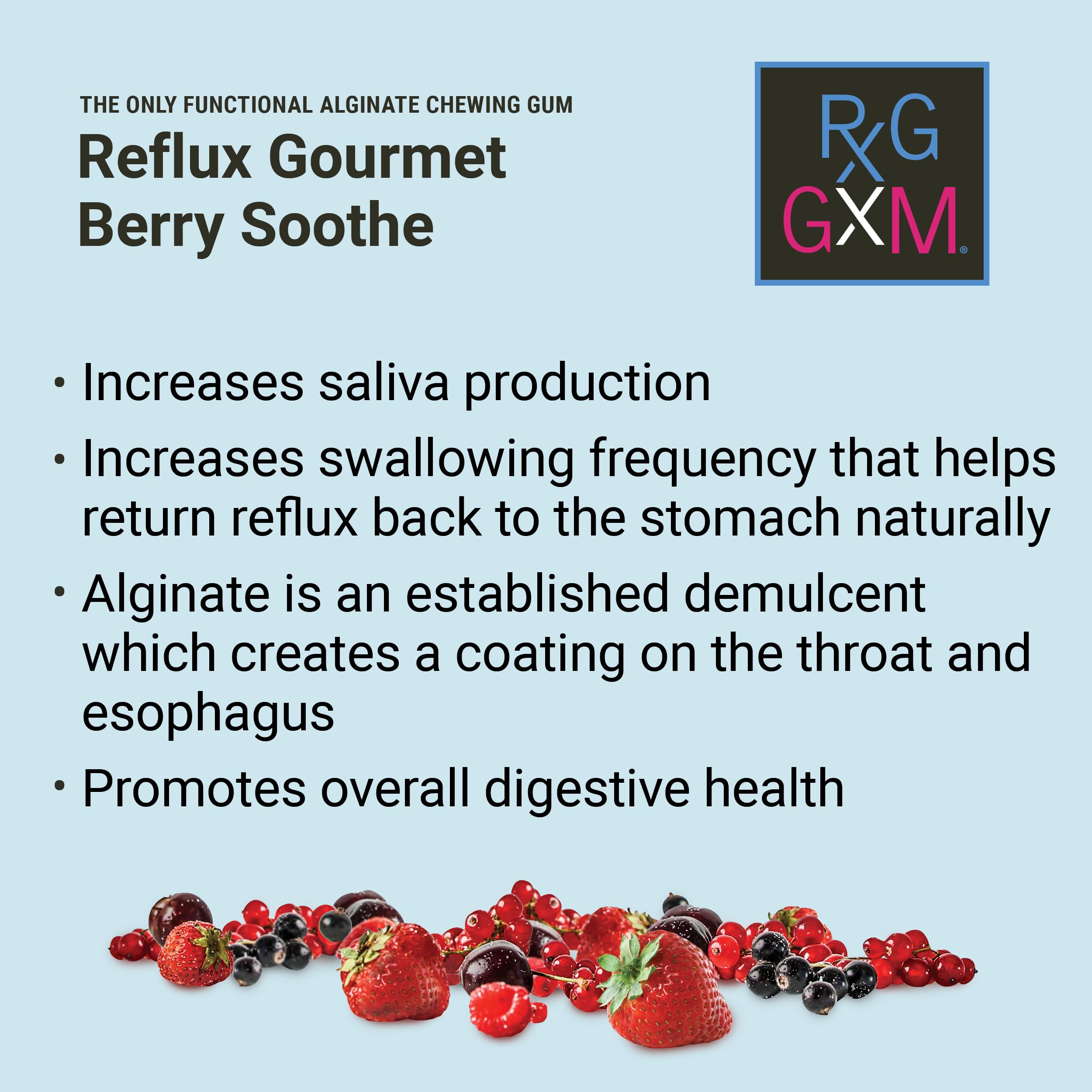 Reflux Gourmet Berry Soothe Gum Alginate Therapy Sodium Bicarbonate Gum for Acid Reflux, Oral, Cognitive, and Digestive Support, Natural with Ginger, Celeriac and Aloe, Sugar Free, Gluten Free, Vegan — Amazon image 5