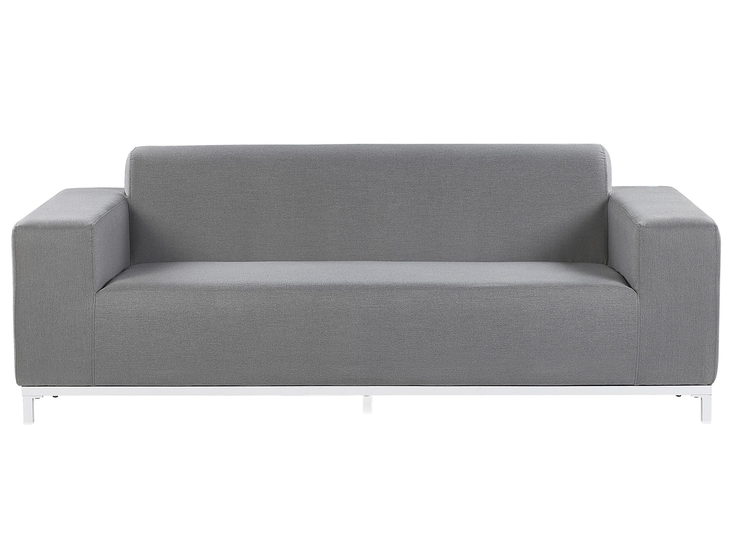 Canapé 3 Places de Jardin pour Intérieur ou Extérieur en Tissu Gris Assise Confortable et Élégance Intemporelle Beliani