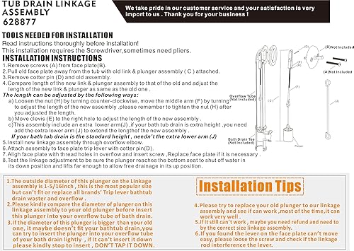 Miniatura 7 de Conjunto de varillaje de drenaje de bañera, latón macizo, apto para palanca de viaje de residuos de bañera y drenaje de desbordamiento por Artiwell