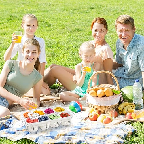 Miniatura 6 de shopwithgreen Bandeja dividida para servir con tapa, caja de aperitivos portátil para charcutería, contenedor de almacenamiento de alimentos, caja