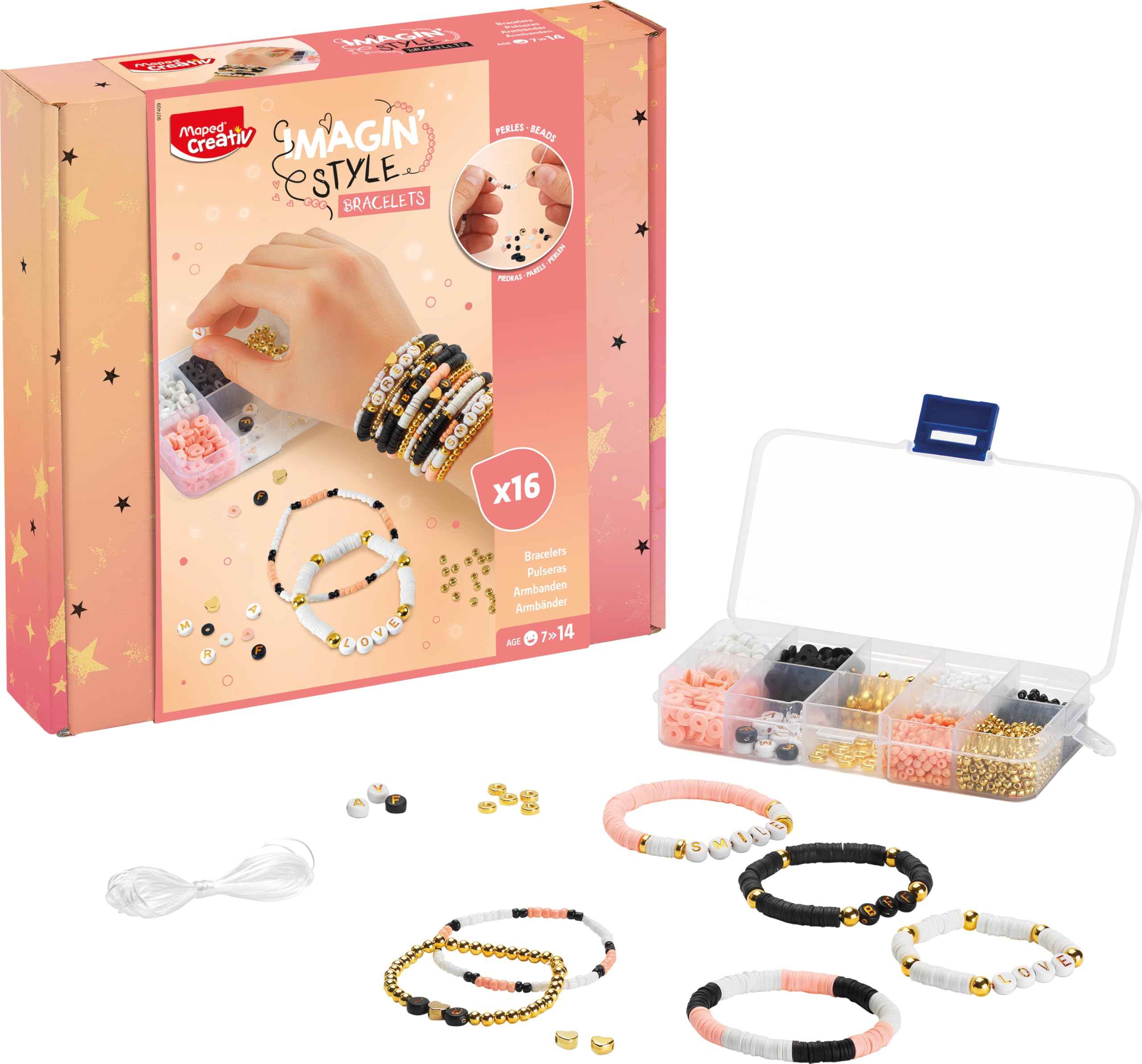 MAPED CREATIV Imagin'Style Bracelets Glam DIY Jewellery Set for Children for Making Fashionable Bead Bracelets Creative and Chic Activity from 7 Years