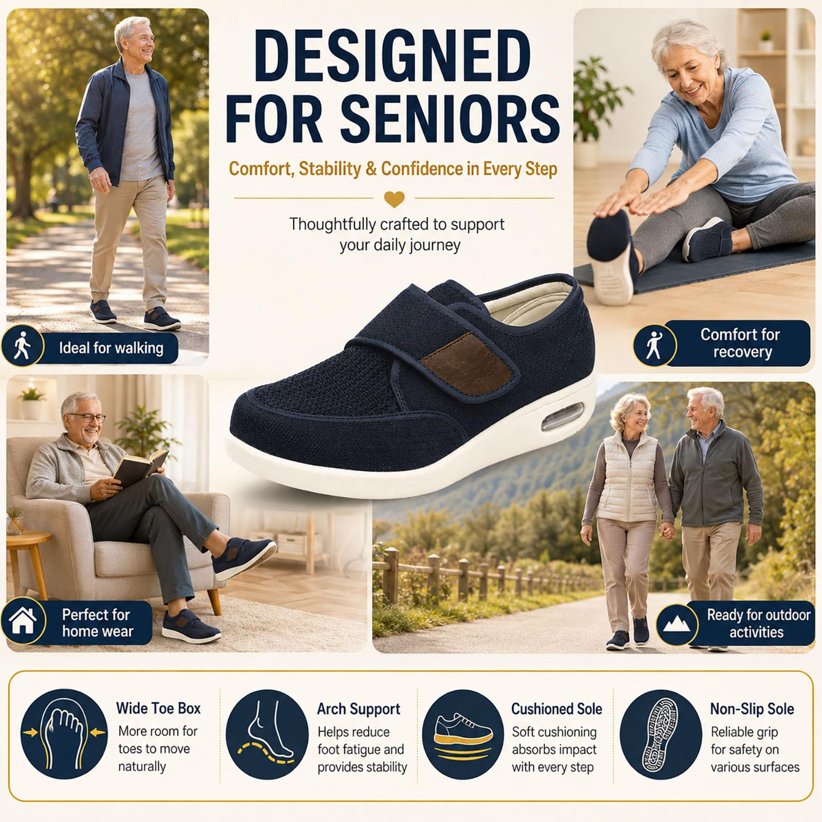Genérico Zapatos para Caminar Ajustables para Hombre