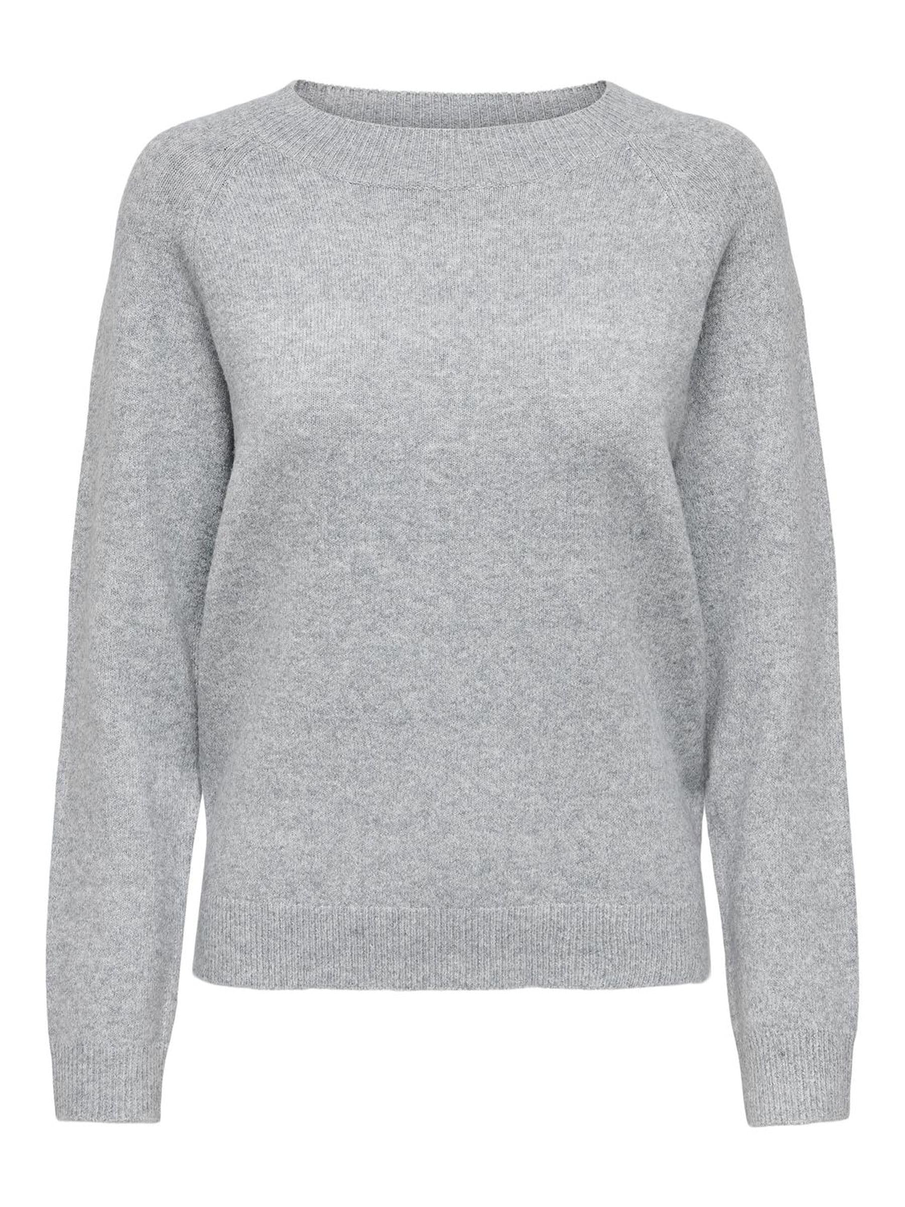 ONLY Womens Rica Long Sleeve Knit Top Light Grey Melange M
