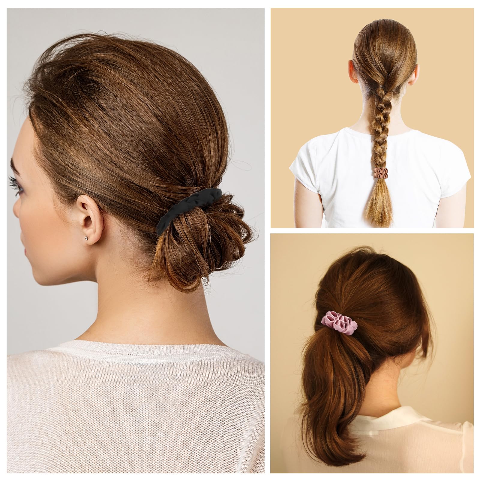 Lolalet Scrunchies for Women, Satin Hair Softer Than Silk Ties Sleep, Big Scrunchy Ponytail Holder with Elastic Bands Girls Thick Thin Curly -6 Pack, Style A: 11- Multicolor K 1 Count (Pack of 8)