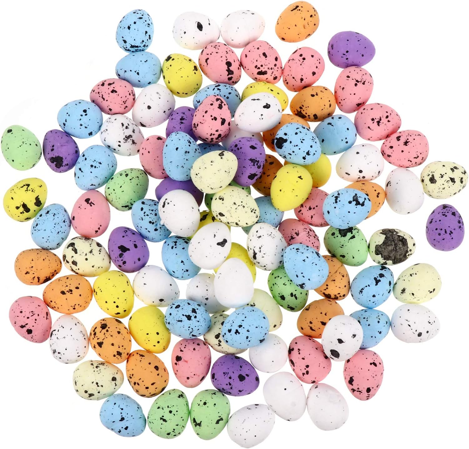 Abaodam 100pcs Artificial Bird Eggs, Speckled Mini Fake Foam Eggs for DIY Crafts Easter Party Decorations Wedding Decorative Photography Prop