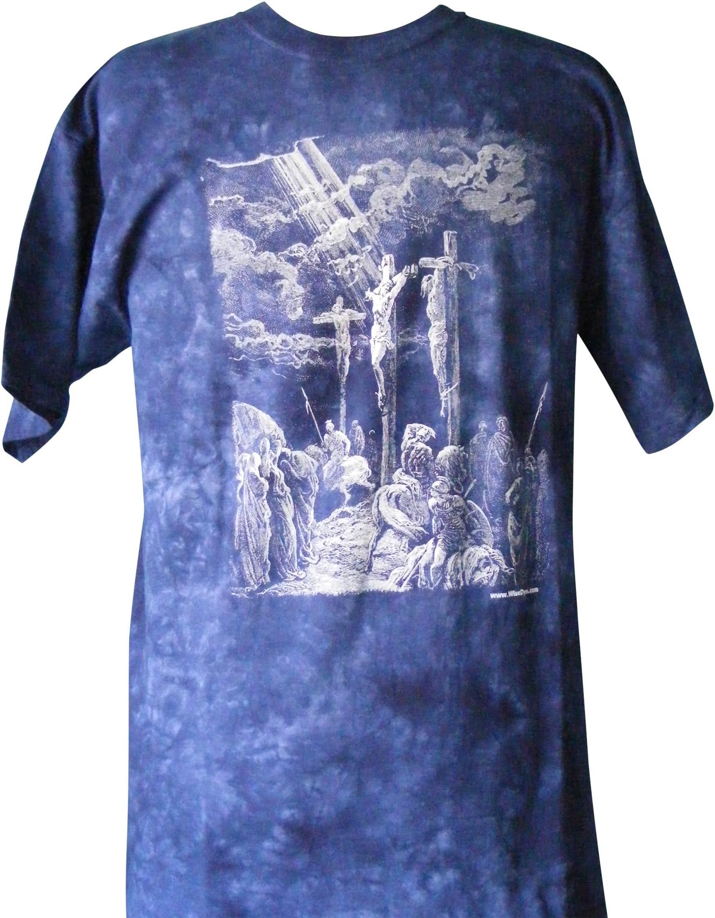 Blue Tie Dye Adult Christian Shirt - Crucifixion (Large)