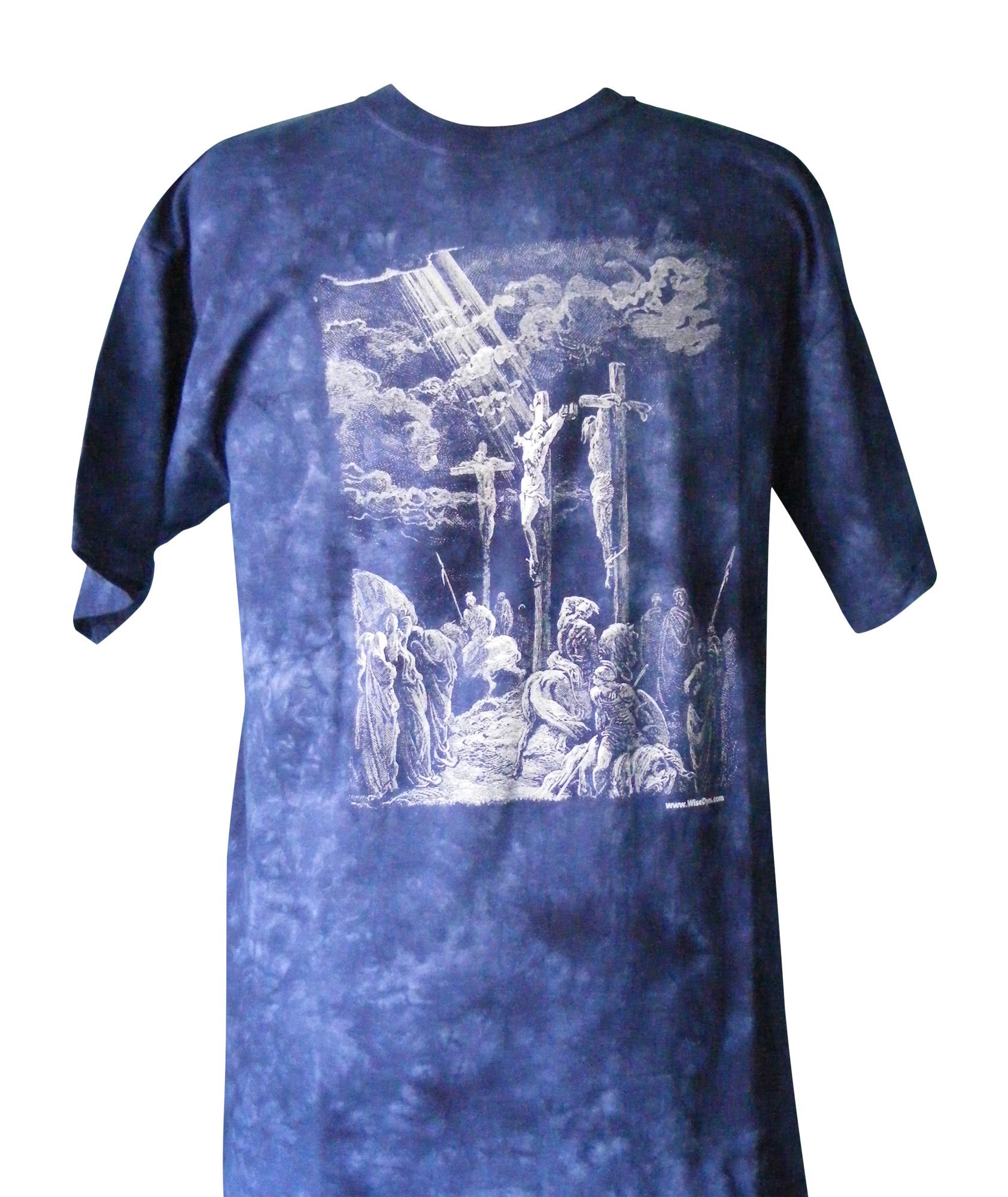 Blue Tie Dye Adult Christian Shirt - Crucifixion (Large)