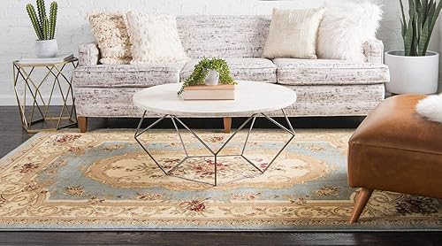 Miniatura 3 de Unique Loom colección Versailles - Alfombra tradicional clásica con motivo floral (8 pies x 10 pies, rectangular, azul pizarra marfil)