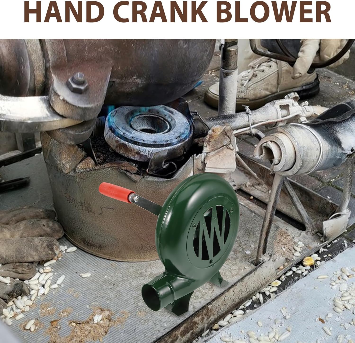 Portable Handheld Air Fire Blower for Grill and Camping Manual Hand Crank Fan Blower for Outdoor Barbecue and Fireplace