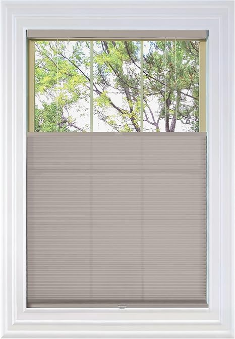 BlindsAvenue Cordless Top Down Bottom Up Cellular Honeycomb Shade, 9/16" Single Cell, Light Filtering, Sticks & Stones, Size: 64" W x 48" H
