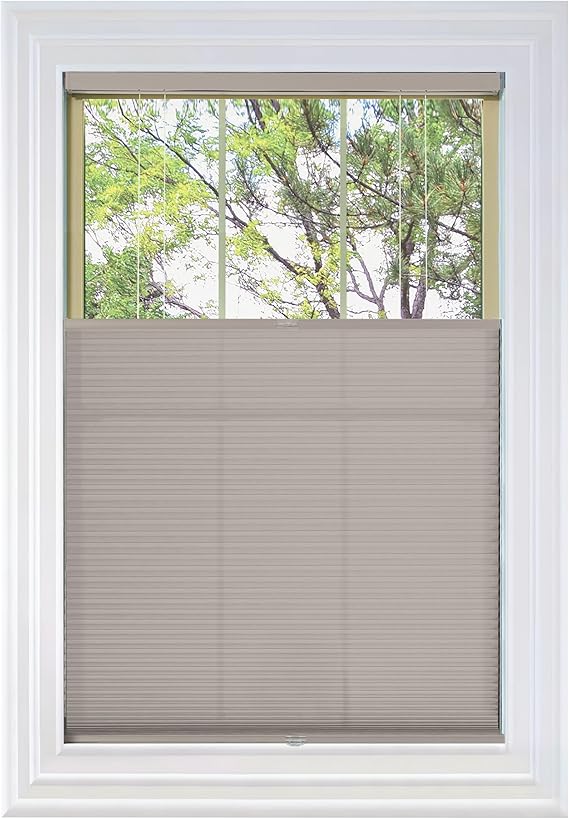 BlindsAvenue Cordless Top Down Bottom Up Cellular Honeycomb Shade, 9/16" Single Cell, Light Filtering, Sticks & Stones, Size: 64" W x 48" H