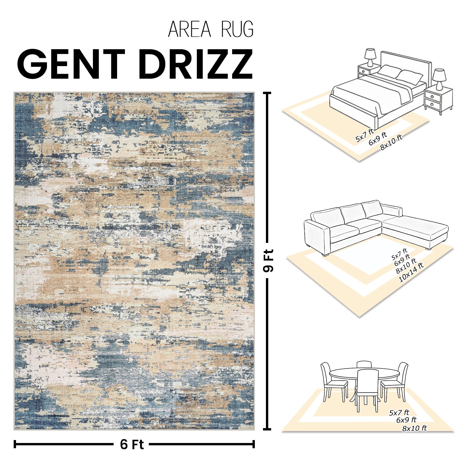 Amazon.com: Area Rugs 6x9 Living Room: Large Soft Washable Rug