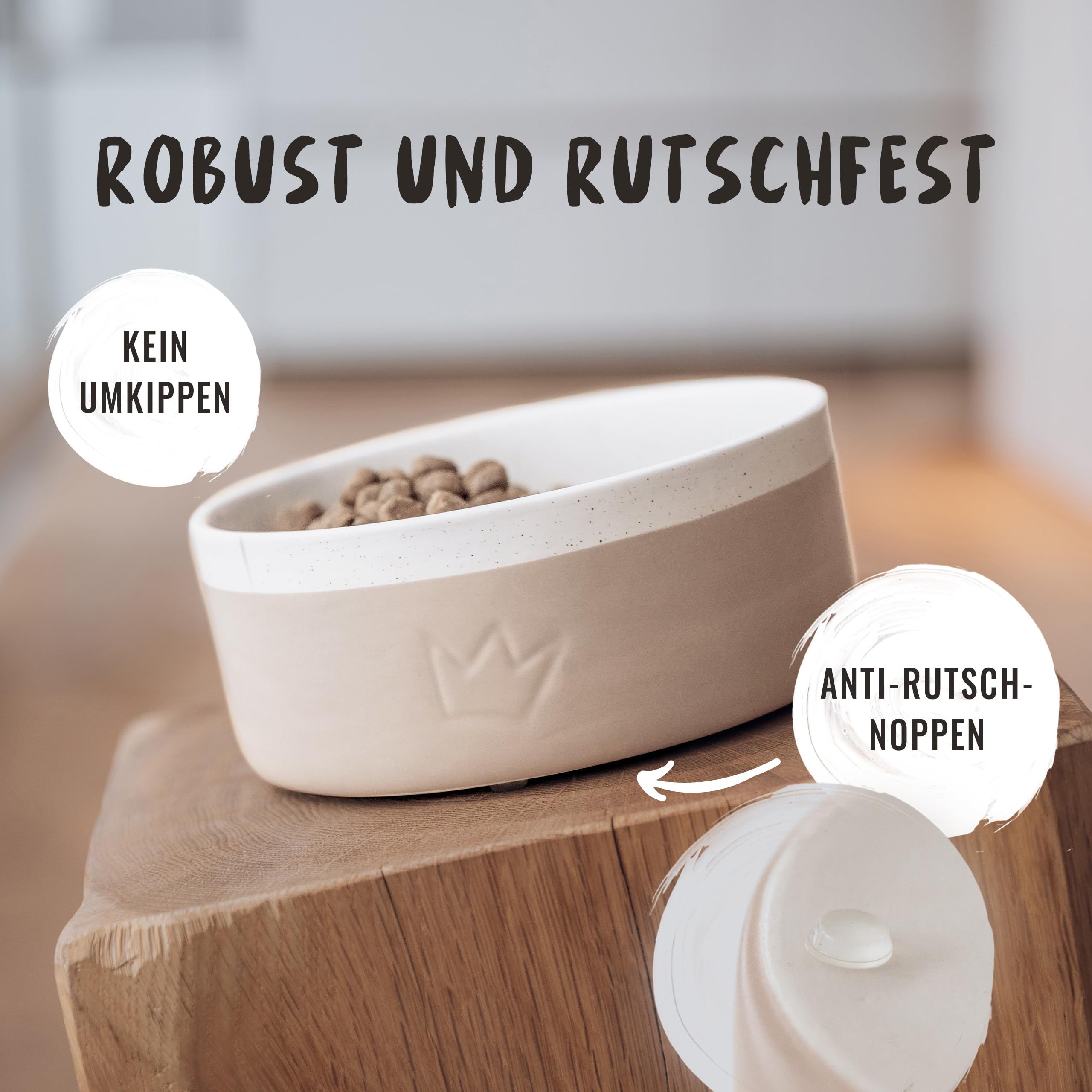 Rudelkönig Hundenapf Keramik - 900ml 2er Hunde Napfset - Handgefertigter Futternapf Hund Keramik - Rutschfester Keramiknapf mit lebensmittelechter Glasur