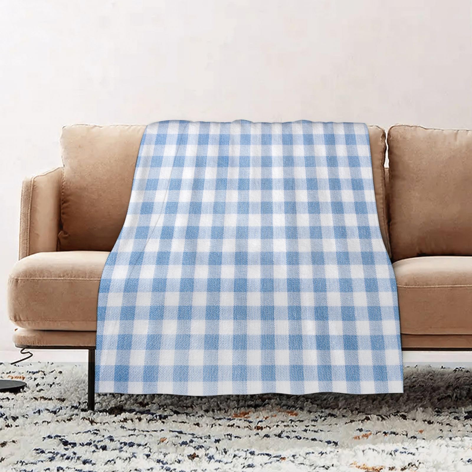 Kuscheldecke Flauschig Decke Fleecedecke Kariert, kleine Quadrate und Streifen, Wohndecke Warm Winter Weich,Decke Couch Blanket,Wohn- & Kuscheldecken 150 x 130 cm,Sofa überwurfdecke