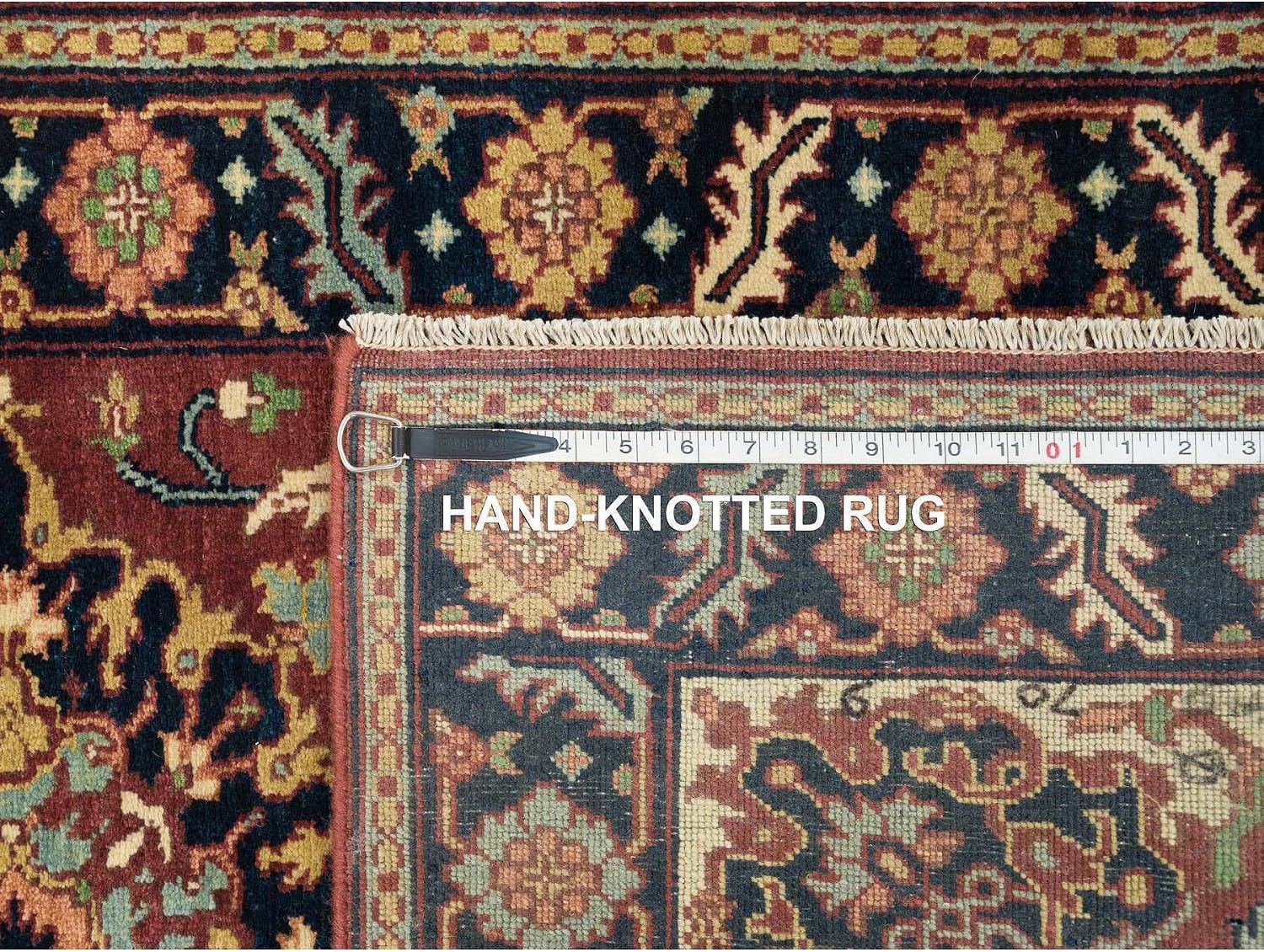 Rust Red Hand Knotted Antiqued Saroogh Re-Creation Natural Dyes Densely Woven Wool Runner Oriental Rug (2'7"x12')