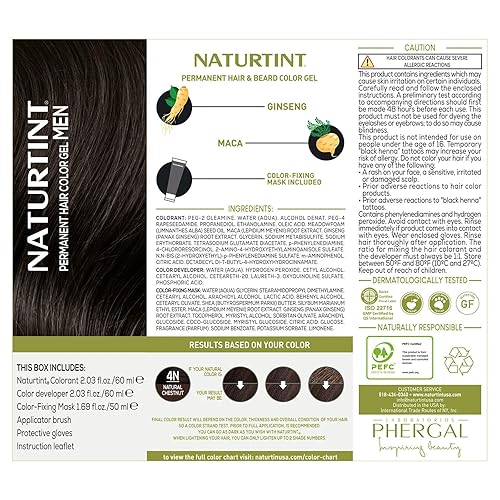 Miniatura 4 de Naturtint Tinte permanente para el cabello para hombre, castaño natural 4N, para cabello, barba y bigote (paquete de 1), sin amoníaco, hasta un 100%