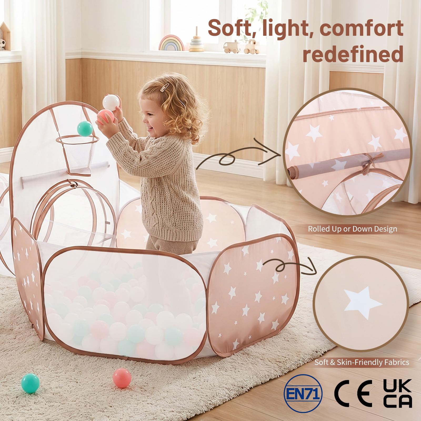 Sumbababy Tenda da gioco 3 in 1 per bambini, tunnel da gioco per bambini, per bambini, per interni ed esterni, verde e giallo, palline non incluse