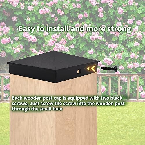 Miniatura 4 de Azdele Tapas de poste piramidales de aluminio resistente de 6 x 6 pulgadas para poste nominal (poste de madera real de 5.5 x 5.5 pulgadas), con