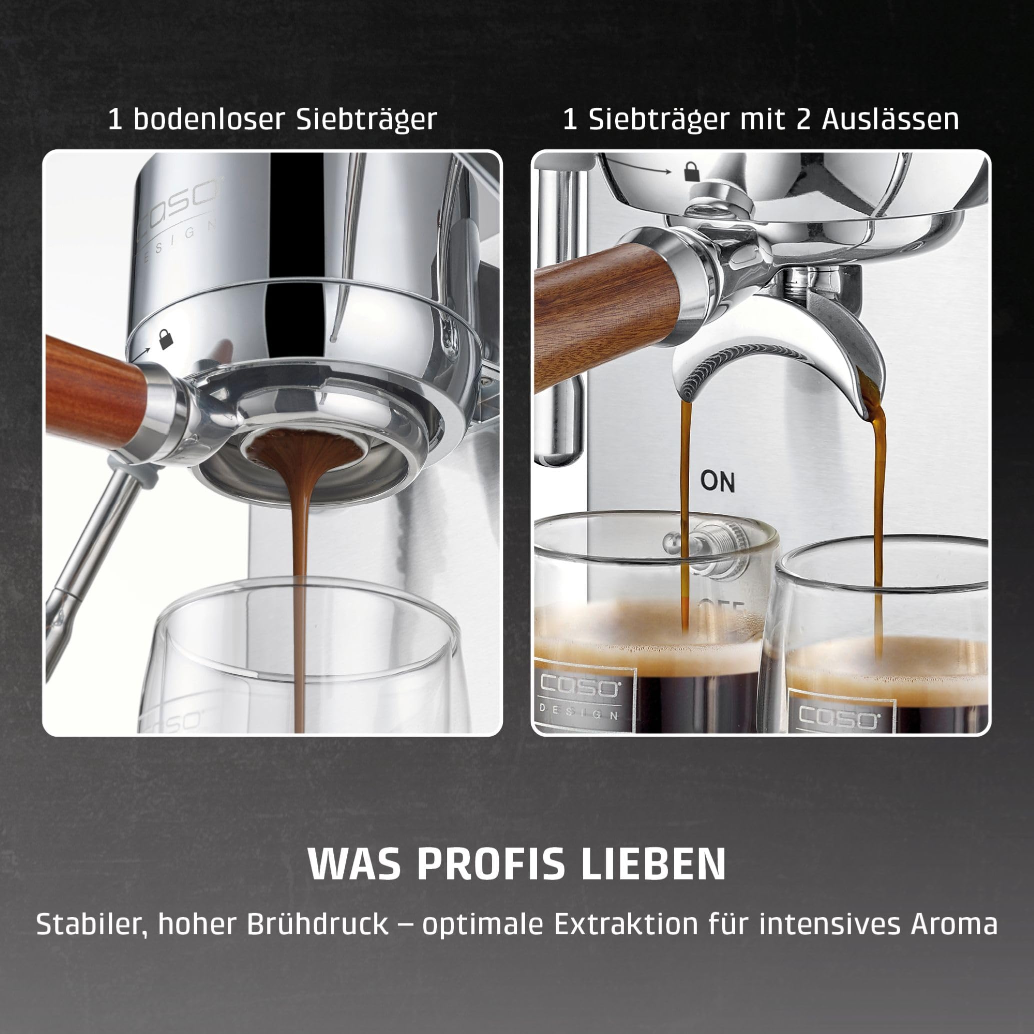 Caso EspressoGourmet Advanced Siebträgermaschine mit Milchaufschäumer