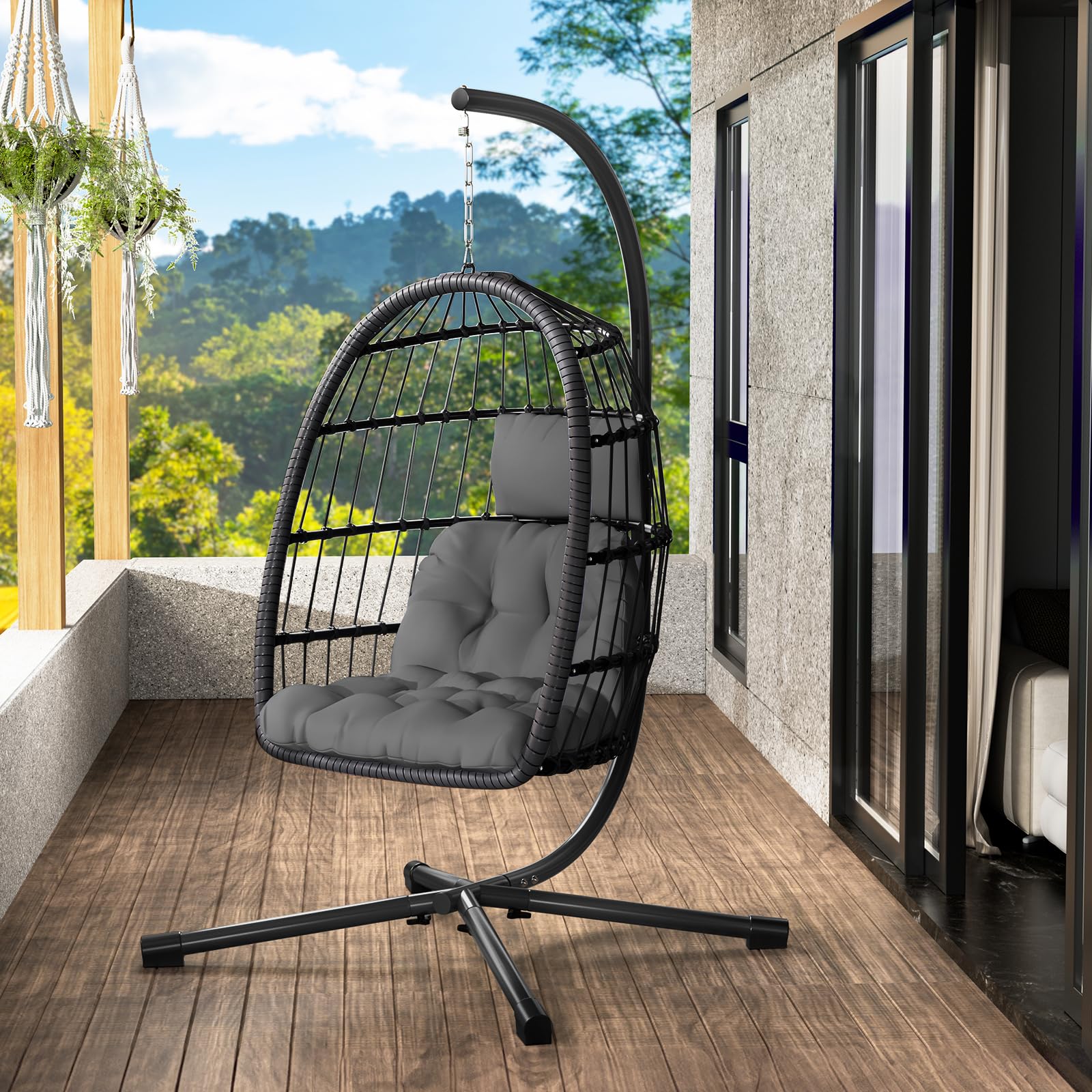 LEVELEVE Hanging Egg Chair with Stand