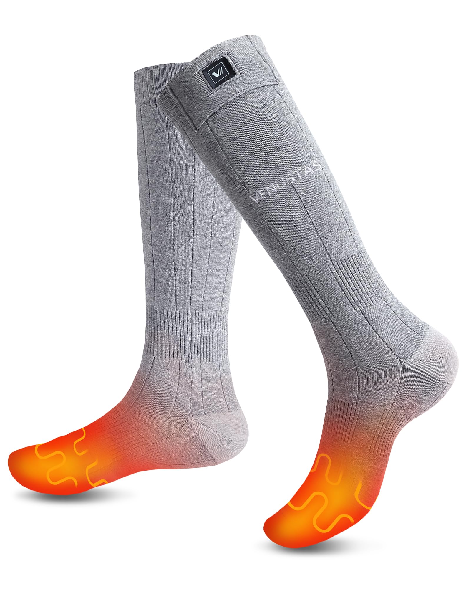 Venustas Heated Socks for Men Women, with Heating Wires Directly Embedded Inside, Battery Rechargeable Electric Ski Socks