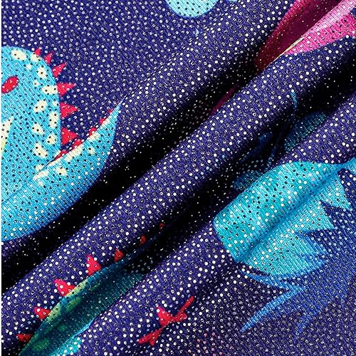 Miniatura 4 de Belovance Leotardos de gimnasia para niñas pequeñas, leotardo brillante de arcoíris, dinosaurio, leopardo, estrellas, ciclista, secado rápido