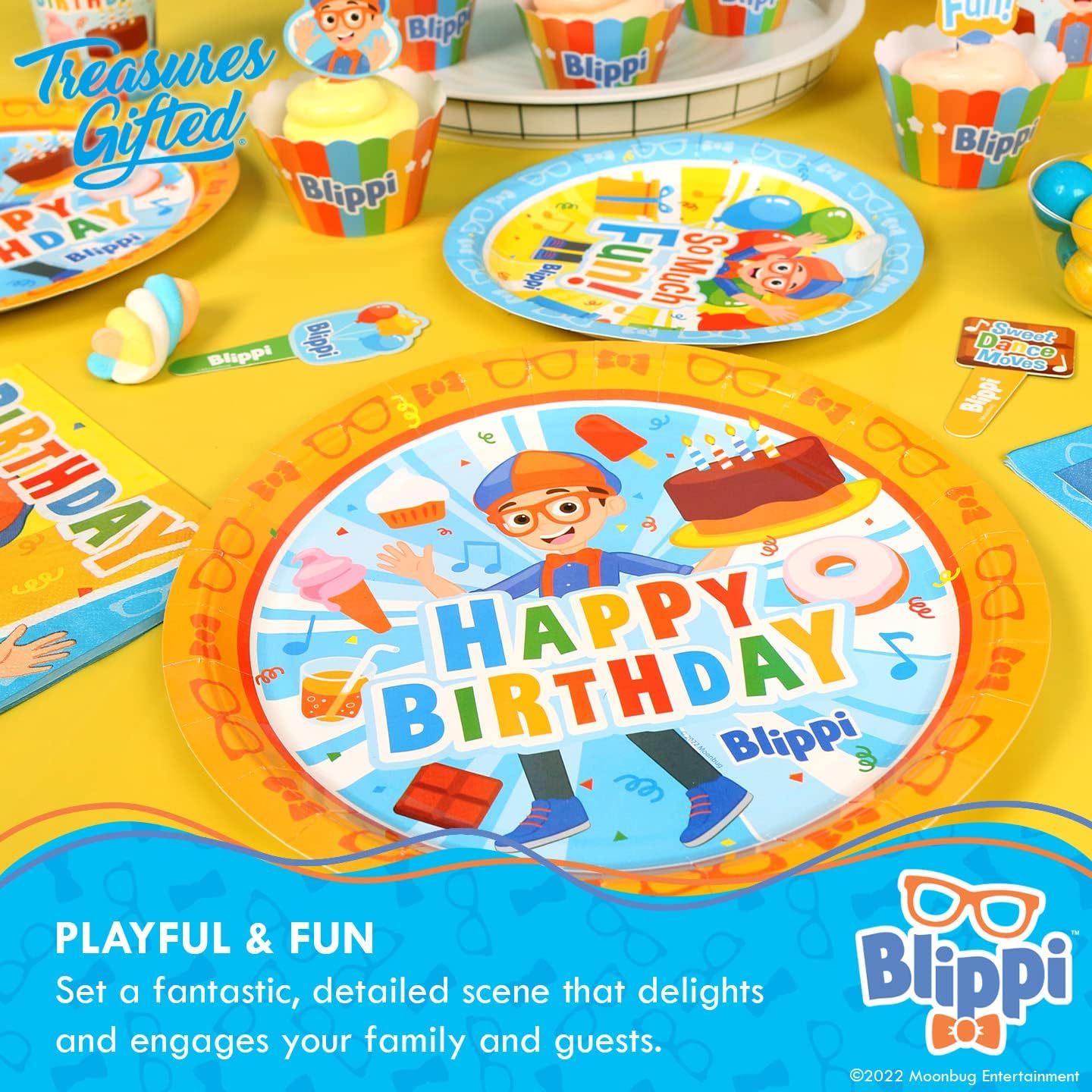 Treasures Gifted Officially Licensed Blippi Birthday Decorations - 9in Dinner Plates 24ct - Blippi Party Supplies - Disposable Paper Plates for Parties - Image 4