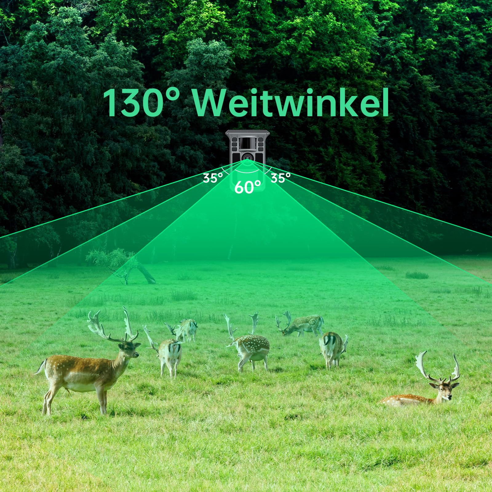 Wildkamera mit Handyübertragung APP, 4K 64MP Solar WLAN Bluetooth Eingebaute 5000mAh, 64GB Speicherkarte, Wildkamera mit Bewegungsmelder Nachtsicht, IP67 Wasserdicht 130°Weitwinkel（Grau）
