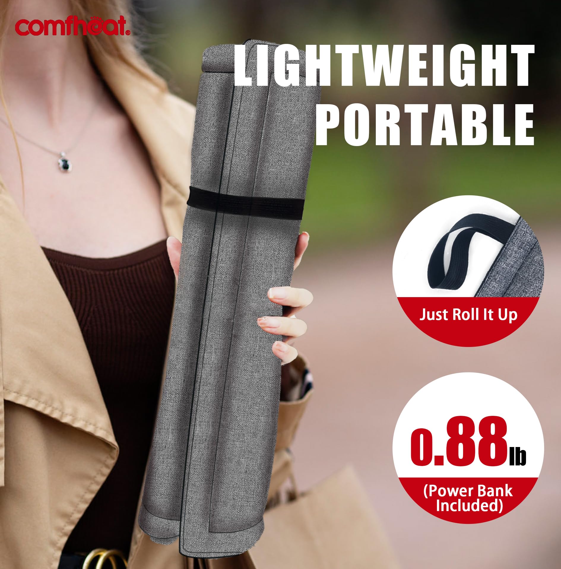 Extra Wide Stadium Cushion Extra Wide Heated Stadium Seat Cushion | Foldable Bleacher Pad With 3 Heat Settings & 10000mAh Power Bank Foldable Stadium Heated Cushion With Battery - View #5