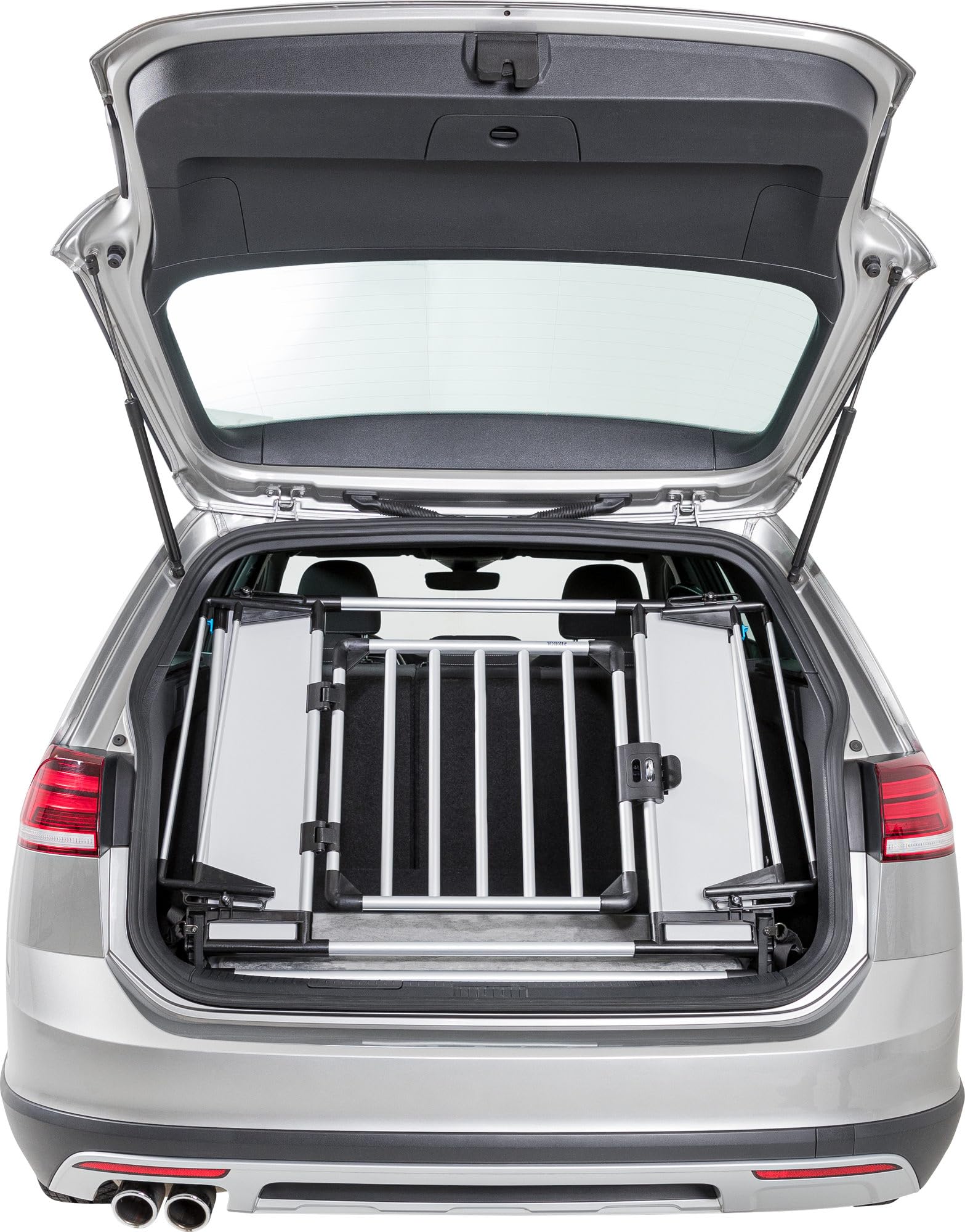 Trixie Universal-Heckgitter für Hunde - Macht den Kofferraum zur Transportbox - Winkel & Seitenteile anpassbar - einfaches Einklappen zur Nutzung des Kofferraumes - 94–114 × 69 × 53 cm - 13201