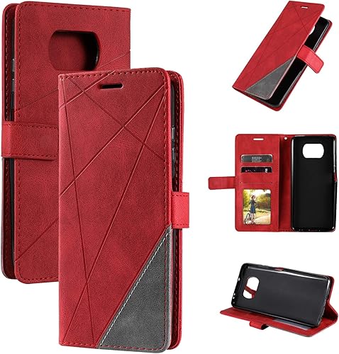 Funda de cuero tipo cartera para Xiaomi Poco X3 NFC, funda de cuero con tapa de PU premium con ranuras de crédito Kickstand para bolsillo de