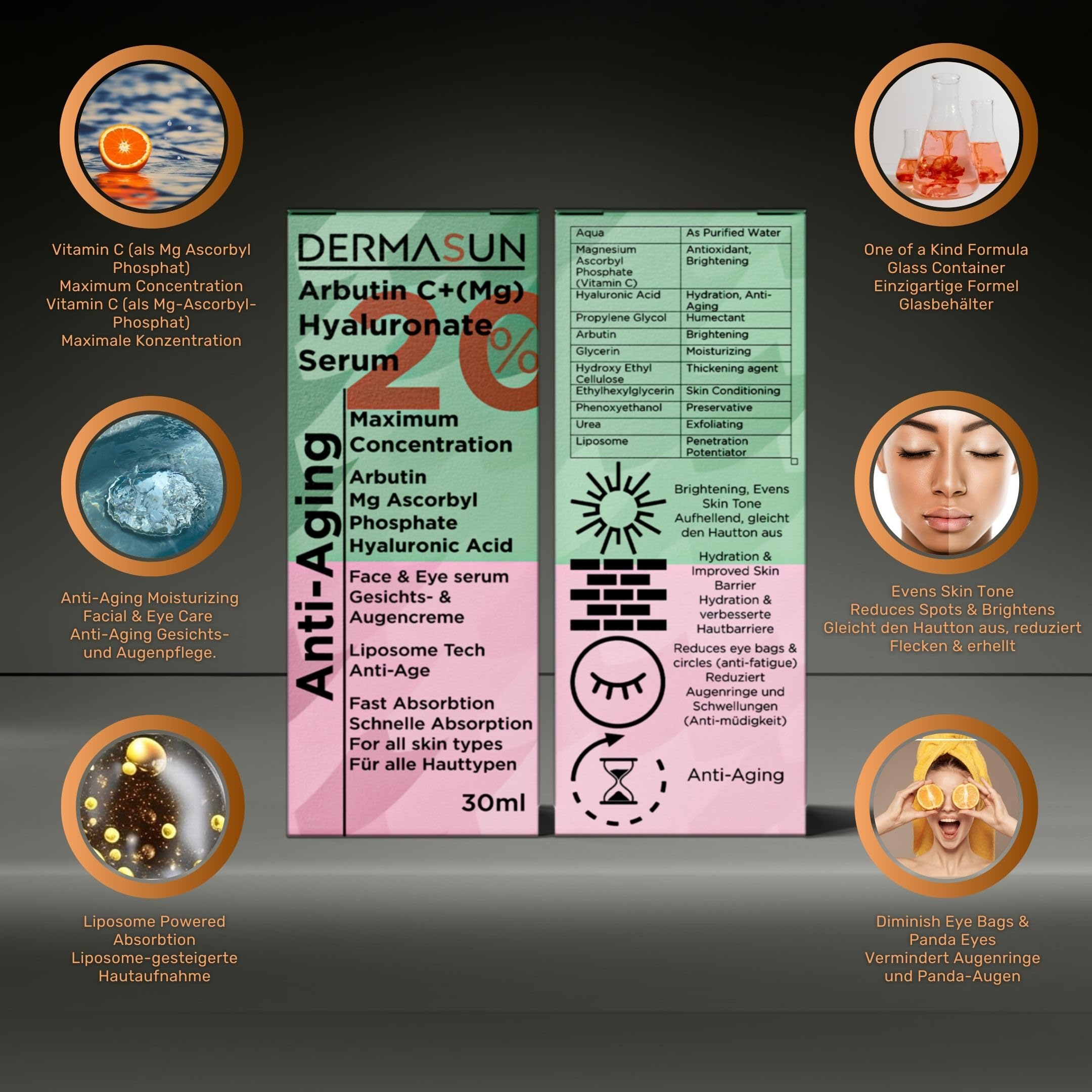 DERMASUN High Dose 20% Vitamin C Anti-Ageing Serum: Moisturising & Skin Brightening Serum with Liposomal Vitamin C - Image 3