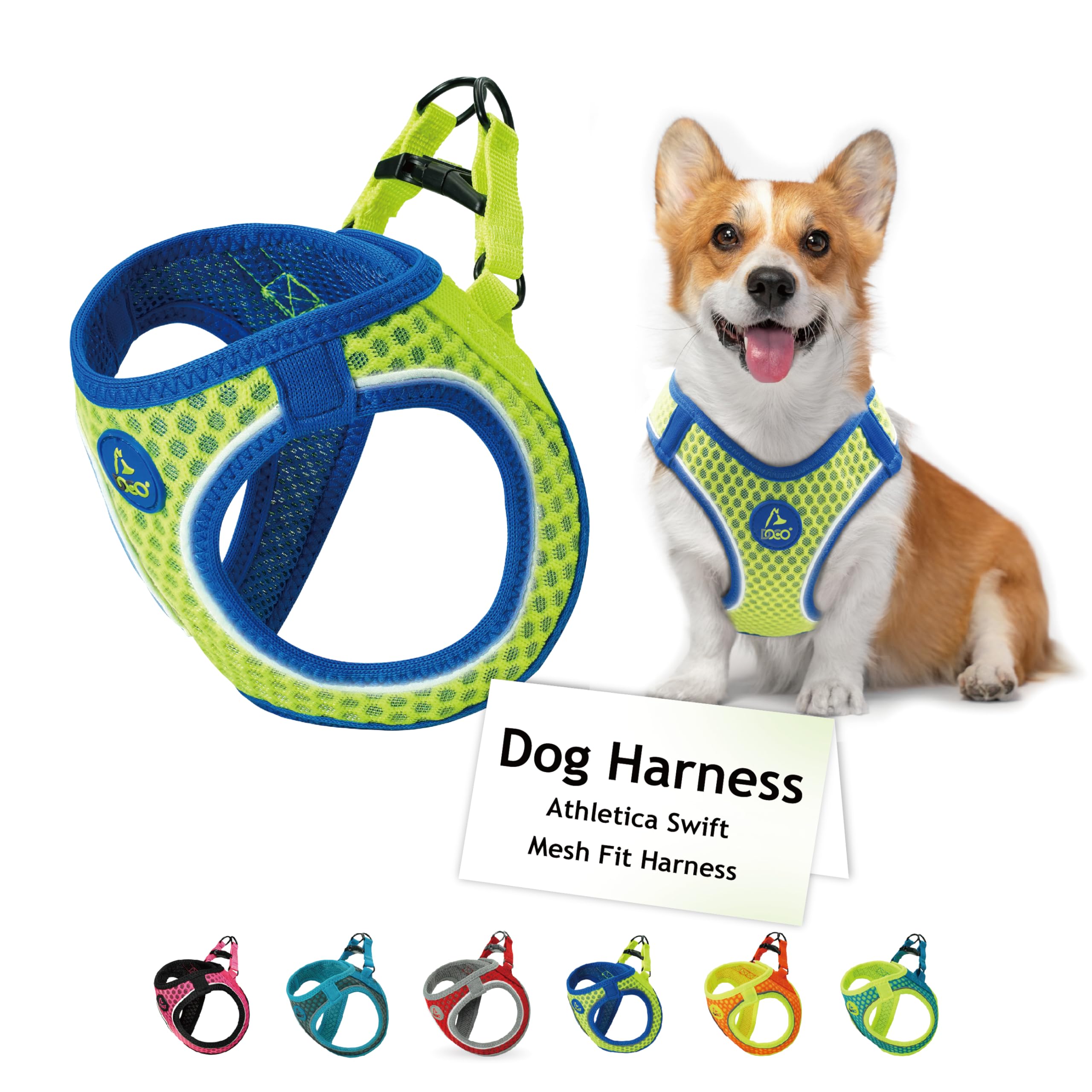 DOCO Dog Harness for Large Sized Dog - Athletica Adjustable, No Pull, No Choke, Puppy Vest Lightweight Air Mesh, Reflective, Puppy Essentials - Lime,