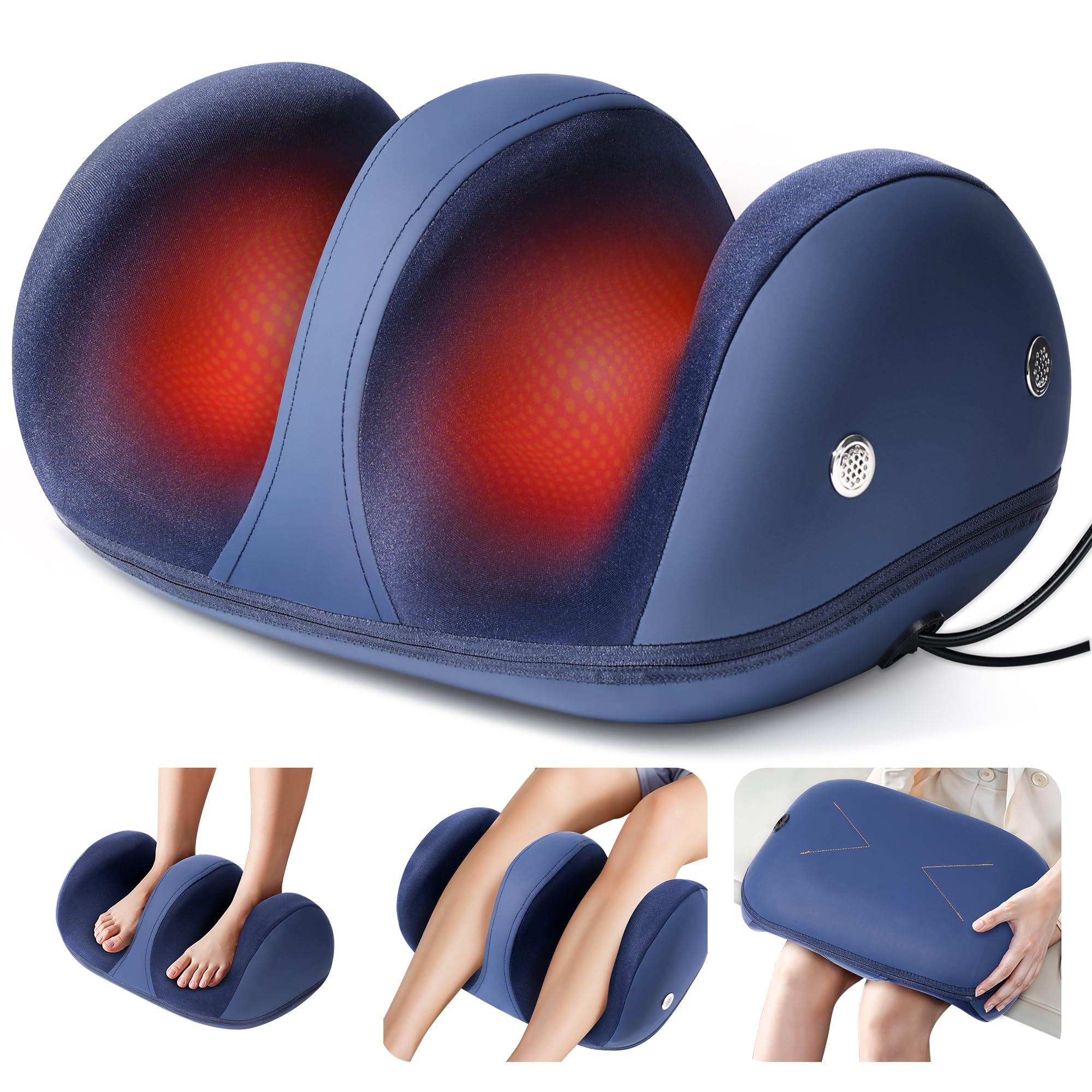 Massaggiatore elettrico per piedi riscaldato, massaggiatore per polpacci e gambe, per fascite plantare, regalo per uomini e donne, massaggiatori per piedi rotanti per dolore e circolazione, con