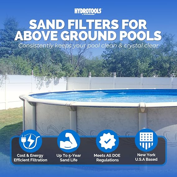SWIMLINE HYDROTOOLS 22 Inch Pool Sand Filter Pump for Above Ground & Inground Pool | Complete System 1 HP (1 THP) Horsepower 5280 GPH Pumps | for Pools Up to 24500 Gallons | 7 Way Valve 72221