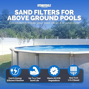SWIMLINE HYDROTOOLS 22 Inch Pool Sand Filter Pump for Above Ground & Inground Pool | Complete System 1 HP (1 THP) Horsepower 5280 GPH Pumps | for Pools Up to 24500 Gallons | 7 Way Valve 72221