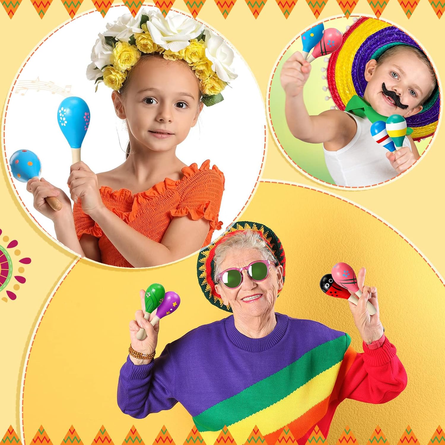 Pumwoy 12 stuks Maracas muziekinstrument (willekeurige kleur
