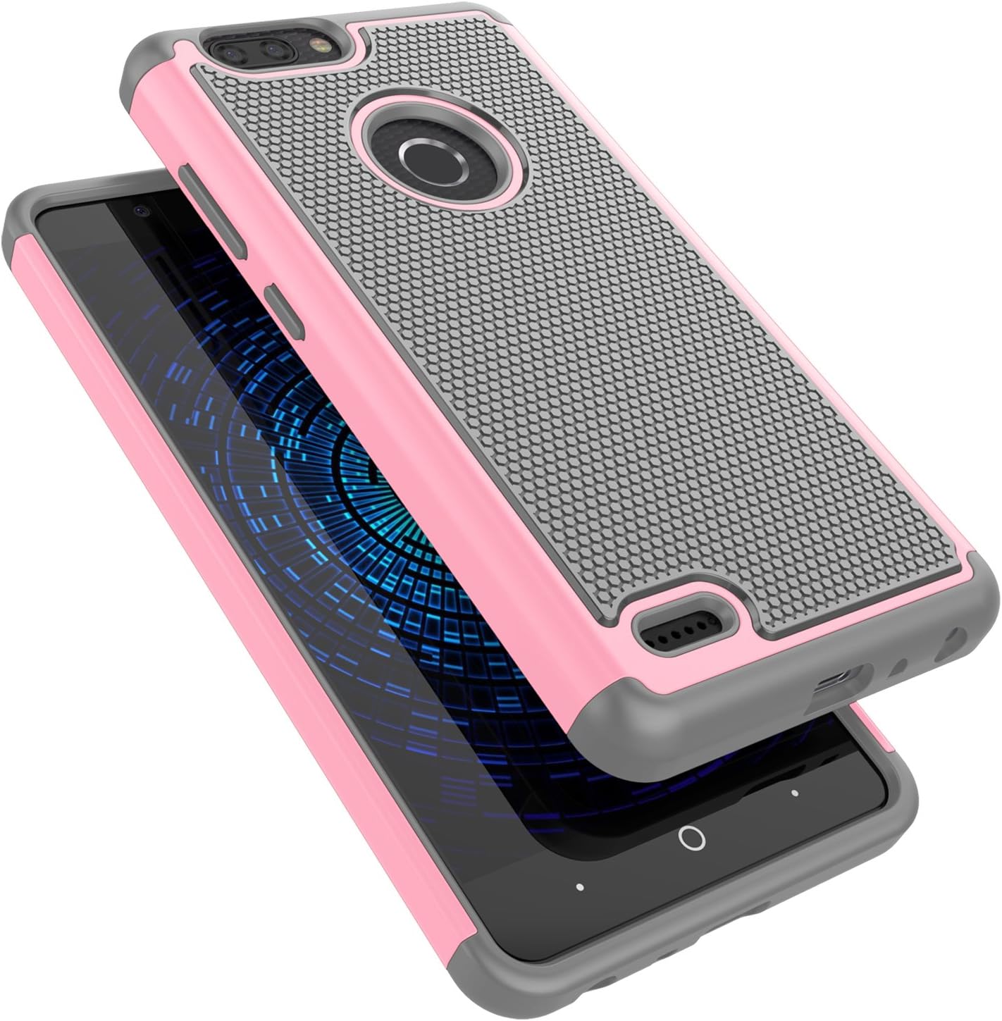 Tekcoo Compatible for ZTE Blade Z Max Case/ZTE Zmax Pro 2 Case/ZTE Sequoia Cover, [Tmajor] Shock Absorbing [Baby Pink] Rubber Silicone & Plastic Scratch Resistant Sturdy Bumper Grip Hard Cases
