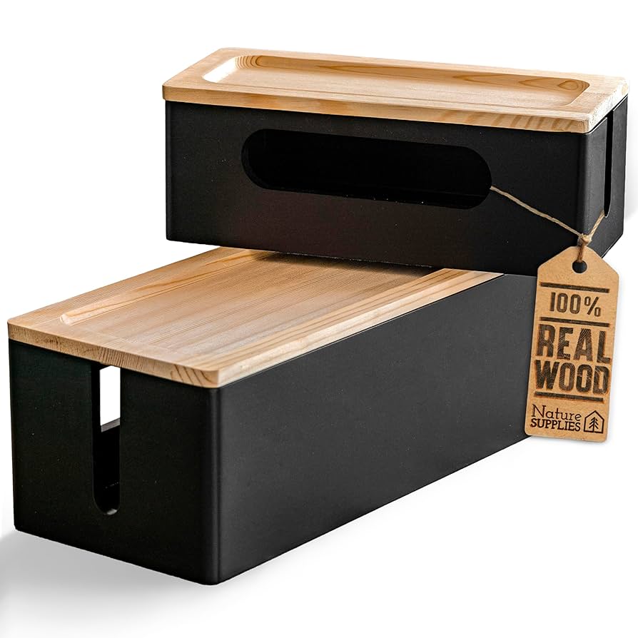 NATURE SUPPLIES｜木製ケーブル収納ボックス ホワイト　2個セット Amazon.com: NATURE SUPPLIES Set of 2, Wood Cable Management