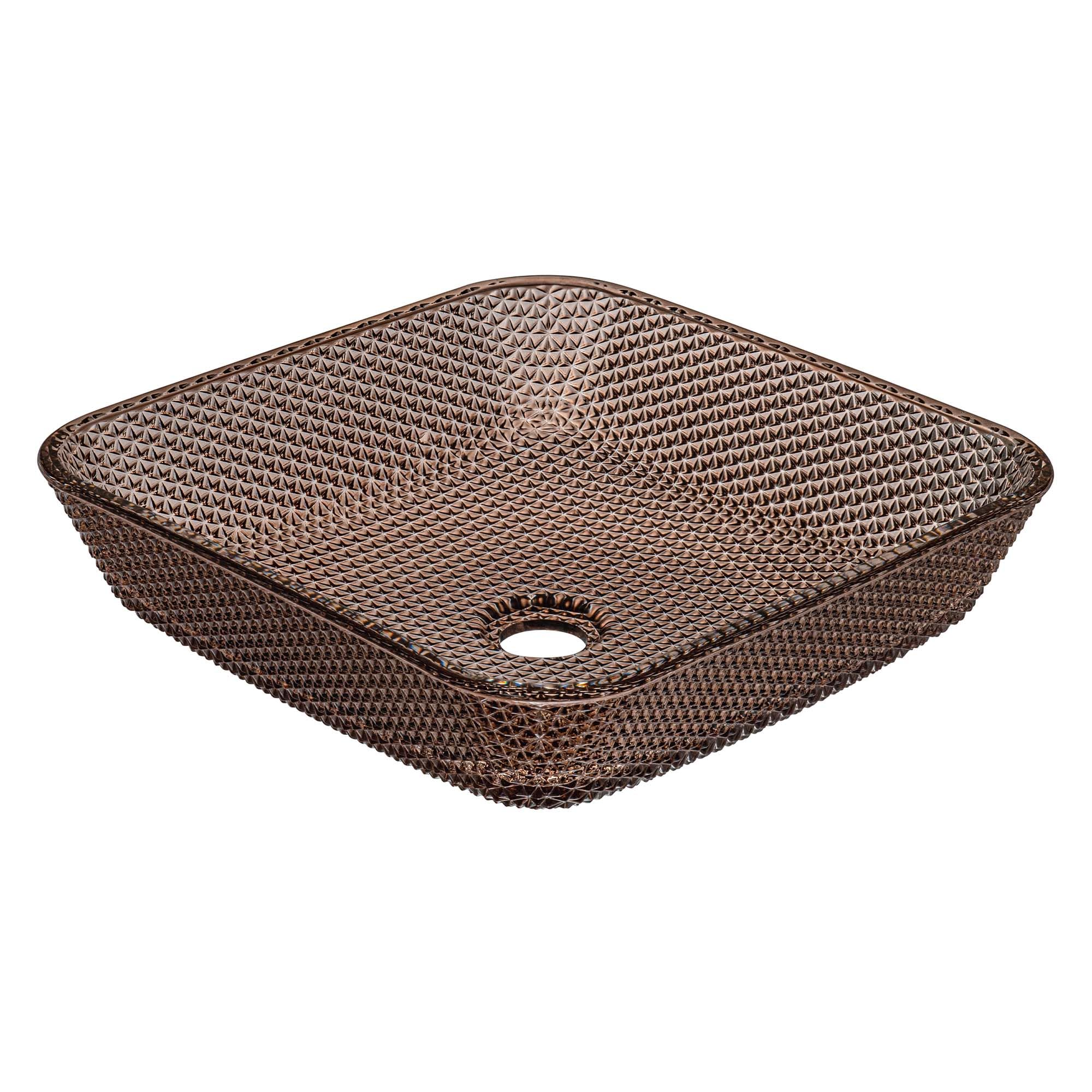 Mai & Mai Lavabo da Appoggio in Vetro 40x40x11cm Caffè, Minerva03 | Vetro Temperato, Lavandino Bagno da Appoggio Rettangolare, Stampaggio Monopezzo, Bordi Sottili, Facile da Pulire
