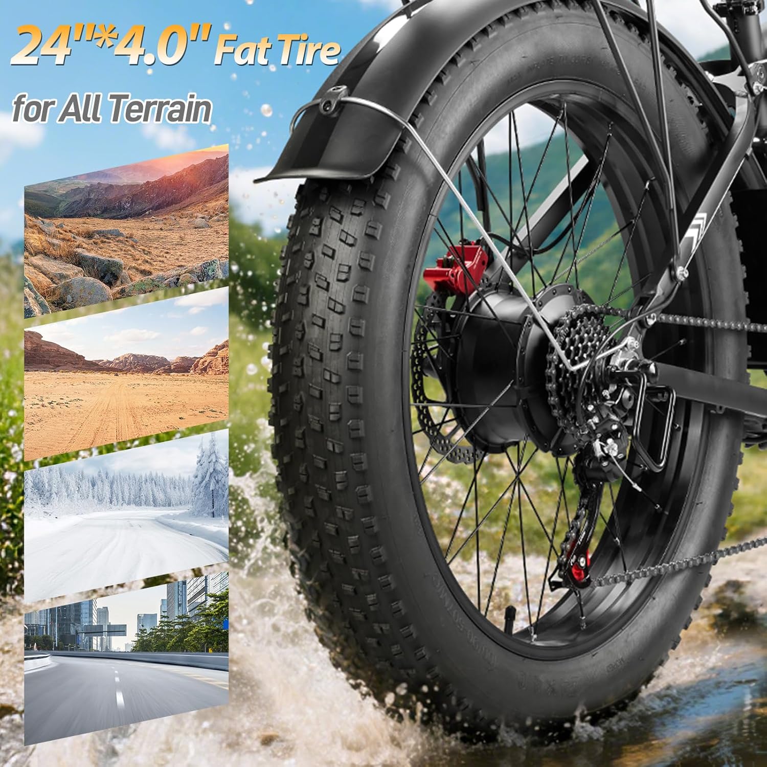 9000W Peak Dual Motor Ebike for Adults, 46MPH Fast Electric Bike for Adults with 60V 1560Wh Battery, 24" Fat Tire E-Bike, Hydraulic Disc Brake, Electric Bicycle for Snow Off-Road Commuter