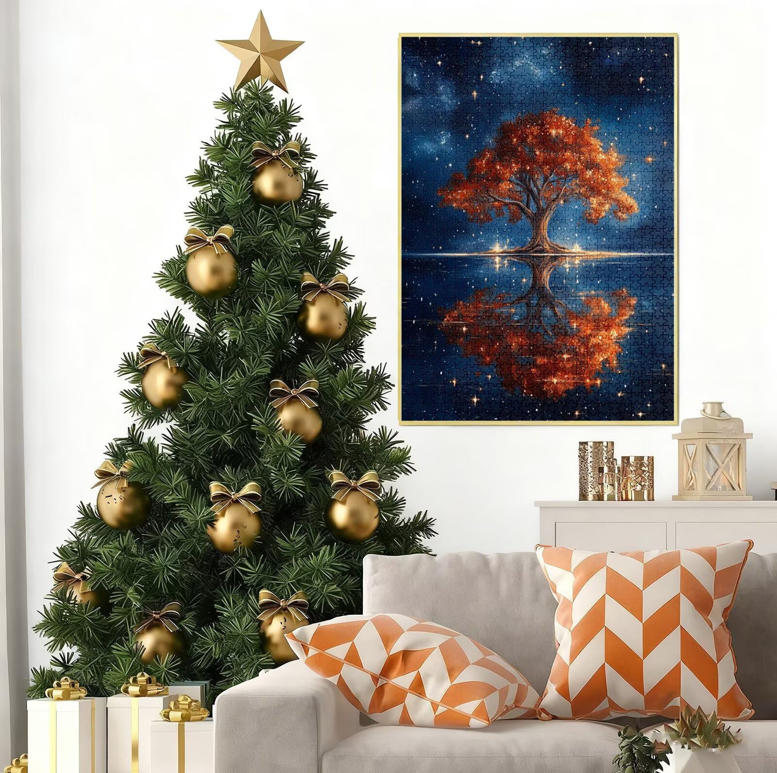 Puzzle 4000 Pezzi per Adulti, Puzzle Lago in Legno per Adulti, Puzzles Albero Impegnativi, Giochi Educativo per Famiglie, Rompecapo con Scatola per Decorazioni Casa, Donna Regalo di Natale B-8935