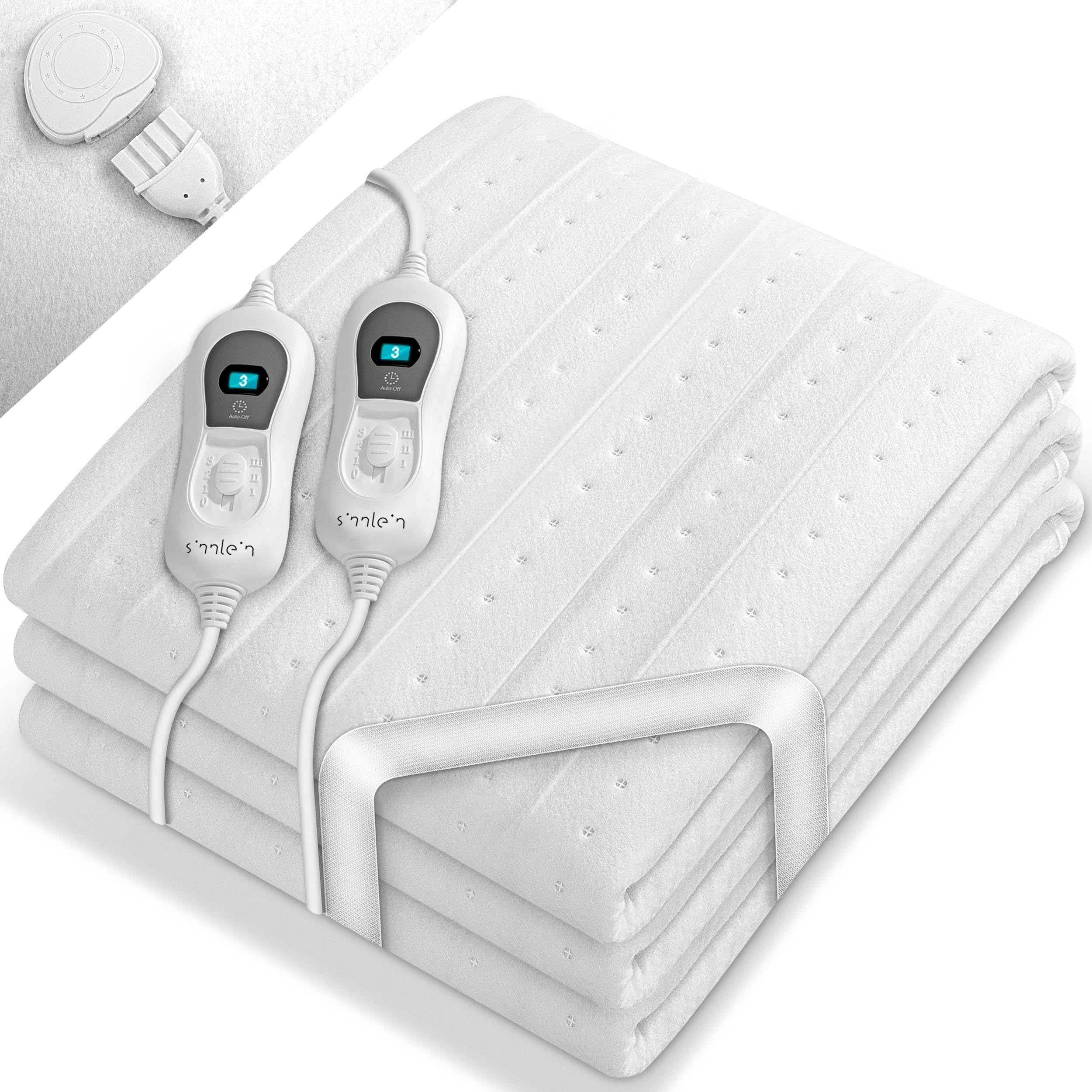 sinnlein Calienta Camas Electrico Doble 160 x 140 cm | 2 Controladores de Temperatura | Calientacamas Calentador | Manta con Desconexión Automática | con 3 Niveles de Temperatura