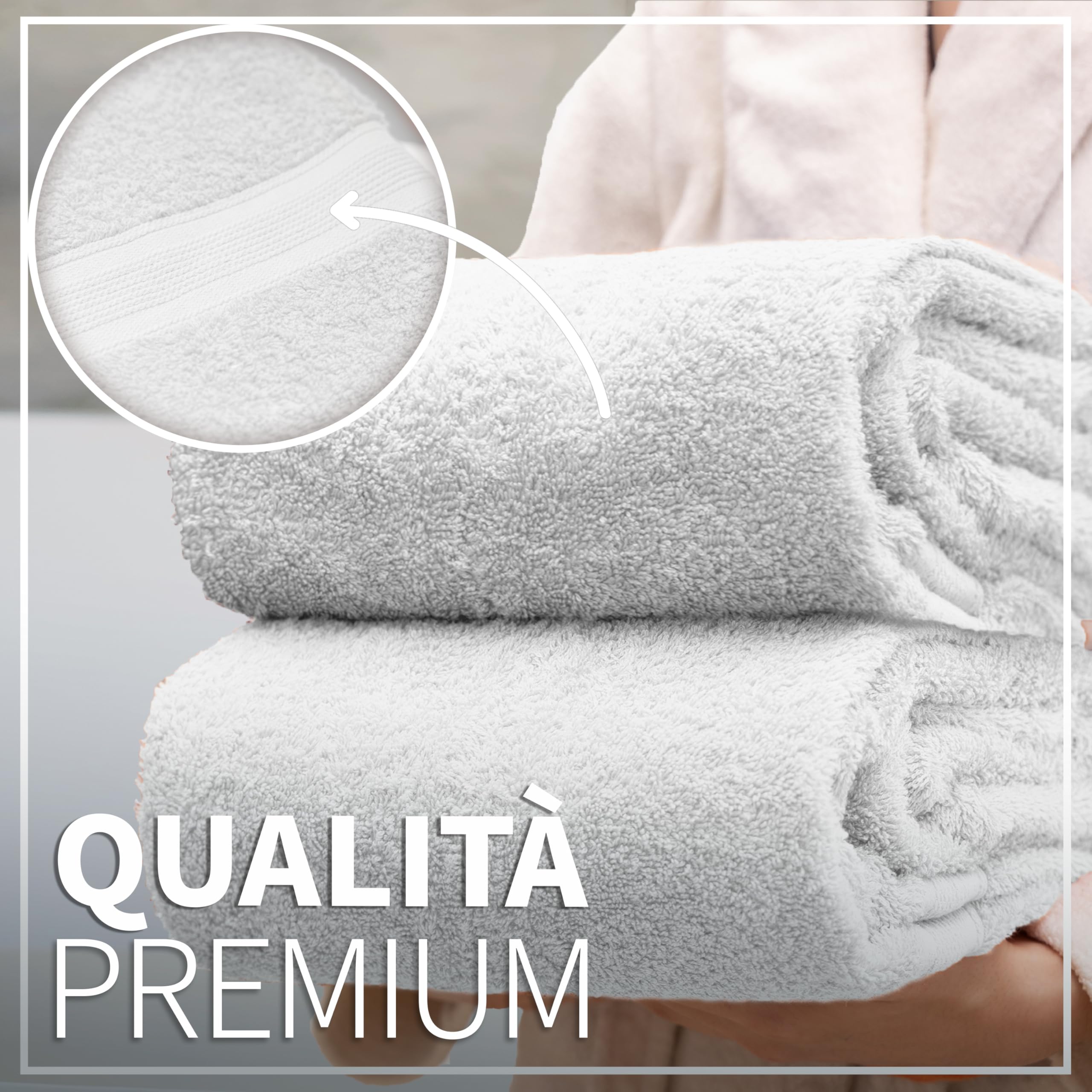 Komfortec Set di 2 asciugamani da doccia, 70 x 140 cm, confezione doppia,u00100 cotone, asciugamani, spugna, morbidi, assorbenti, antracite